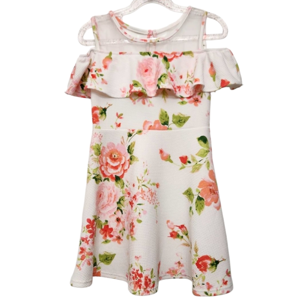 The Children's Place Girls Short Sleeve Floral Cold Shoulder Kids Summer Dress